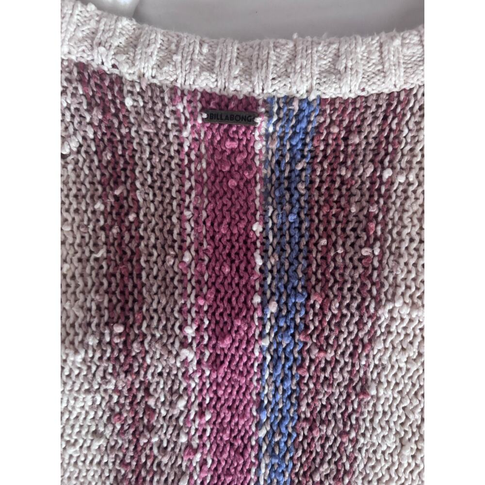 Billabong Striped Knit Sweater Crop Top Size Medium Boho Coastal Pullover - Picture 6 of 7